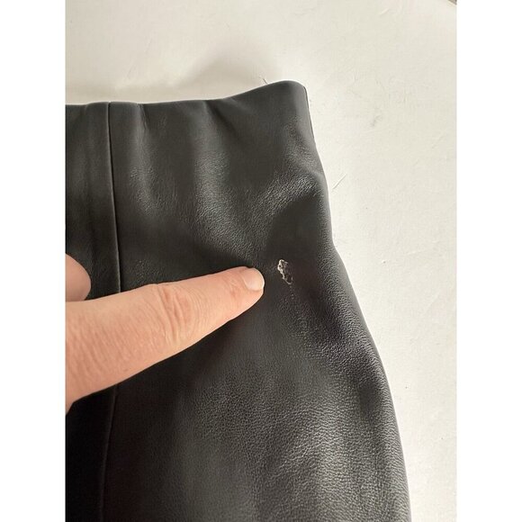 Mango Womens Leather Effect Pants M Straight Leg Front Slit Goth Grunge *READ - Picture 15 of 16
